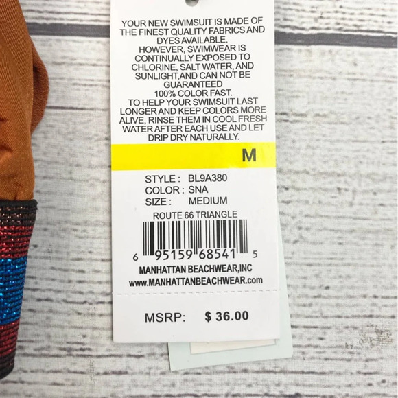 NEW BIKINI LAB Sienna Brown and Red, Blue, Black Sparkle Bikini Top M - Picture 4 of 6